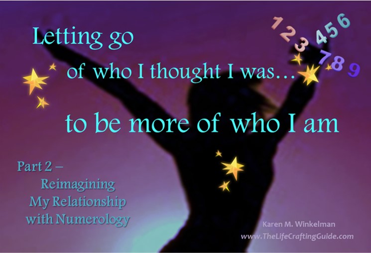 Letting go of who I thought I was to be more of who I am, Reimagining My Relationship with Numerology. Woman with arms wide tossing numbers in the