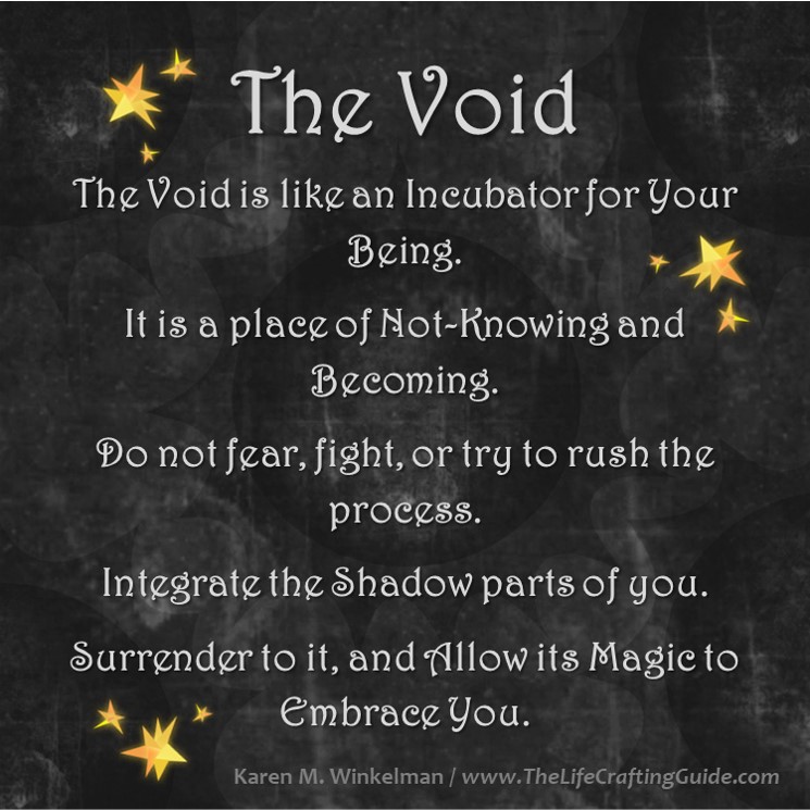 Dark background with gold stars and the words The Void