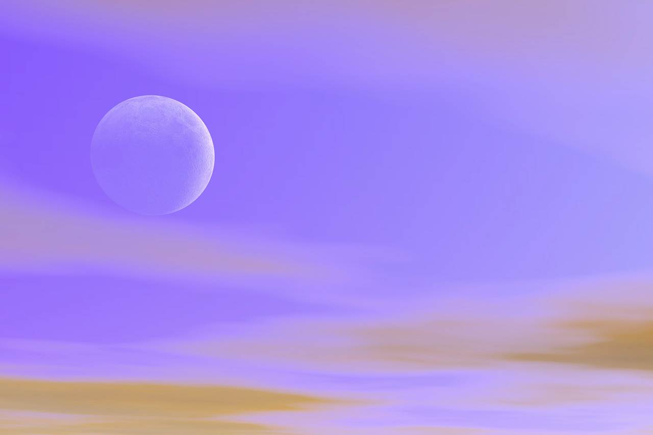 Moon In Purple Sky